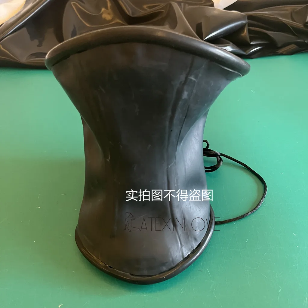 Sexy Black 1mm Latex Neck Corset Thicker Collar Roll Edge with Back Lace