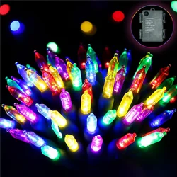 Battery Box Pull Bulb Christmas Lights - 8 - Mode Waterproof LED String Lights for Tree and Patio Decor, Warm White & Multicolor (Colorful)