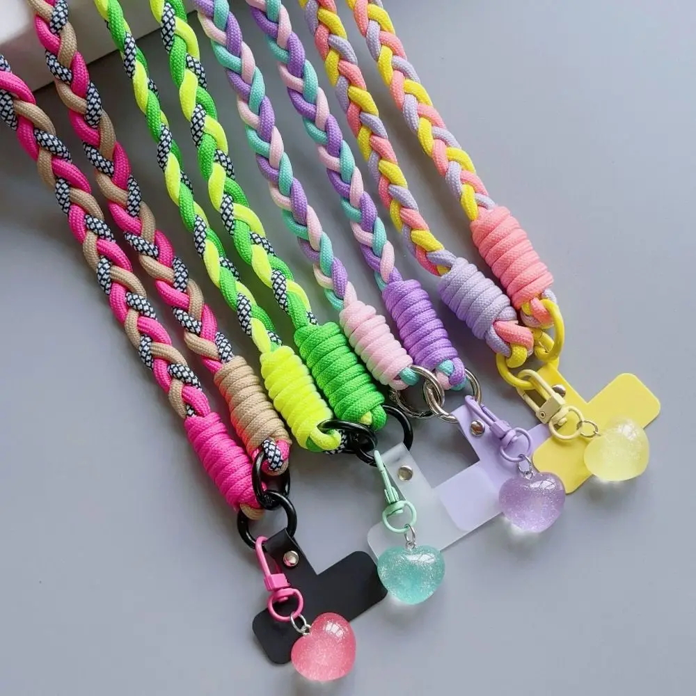 Versatile Nylon Braided Phone Lanyard with Detachable Colorful Shoulder Strap
