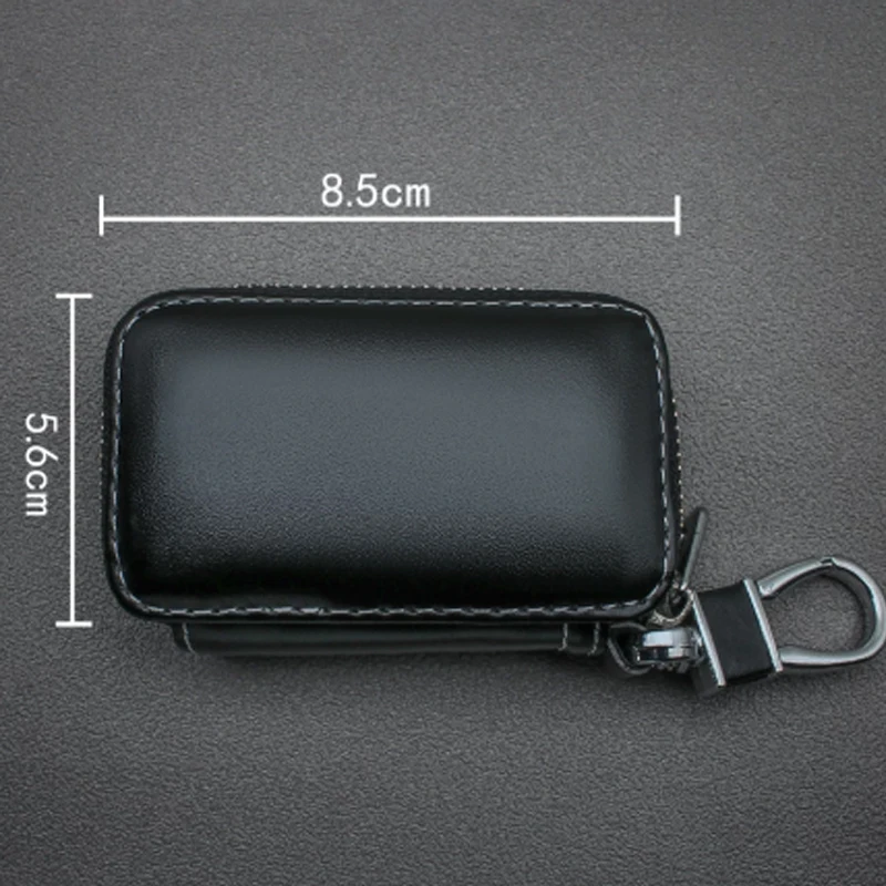 Luxurious Leather Zipper Keychain with Car Emblem Badge