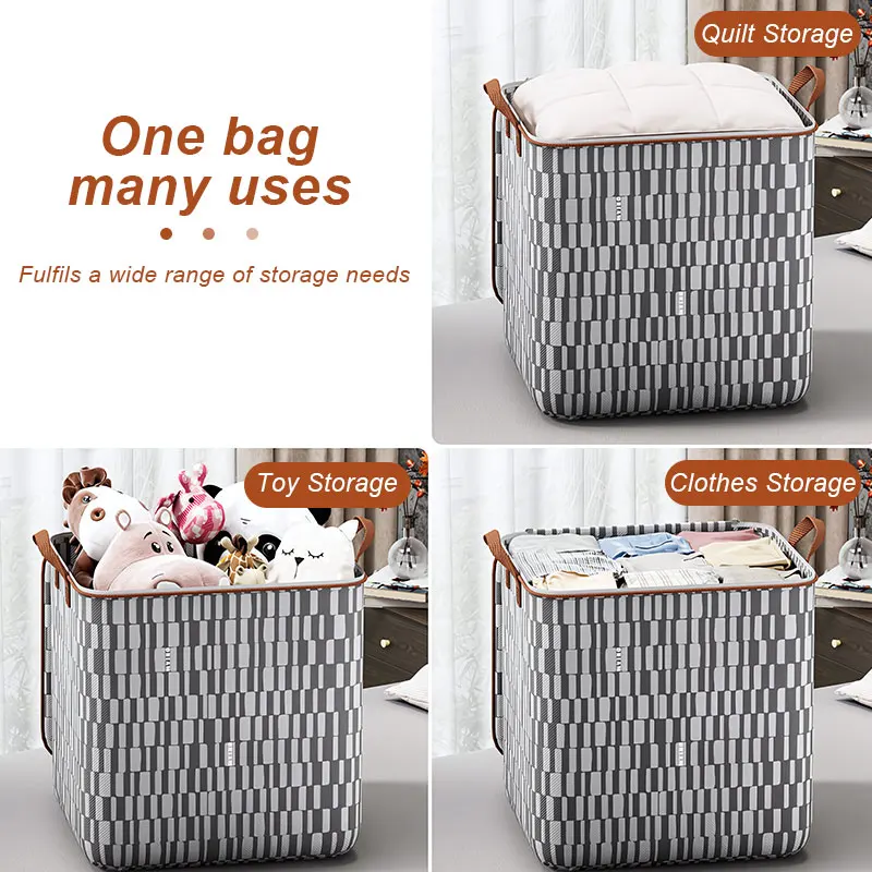 Non-woven Fabric Comforter Storage Bag Household Clothes Pants Organizer  Box With Large Capacity - Houndstooth 180l-1pc