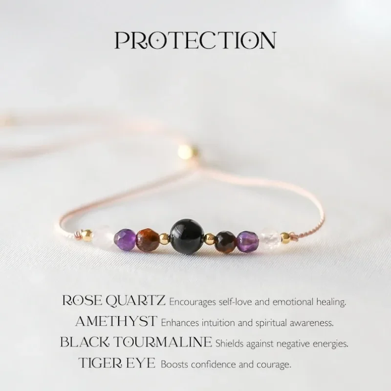 Protective Crystal bracelet | Black tourmaline, handmade healing crystal bracelet that fits her protective jewelry