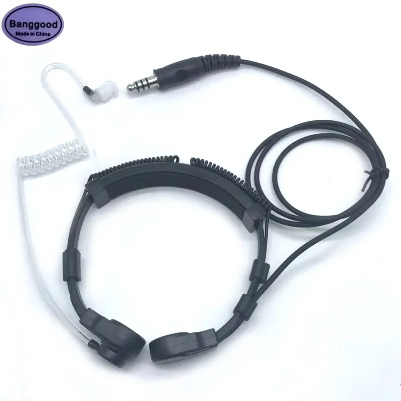 Air Acoustic Tube Throat Vibration PTT Mic Speaker Nato Plug Headset for Baofeng Motorola Icom HYT TYT Z Tactical U-94 U94 PTT air tube throat vibration mic headset z tactical u 94 a u94 ptt 2 5mm 1 pin plug for motorola t5200 t6200 t6200c t7200 radio