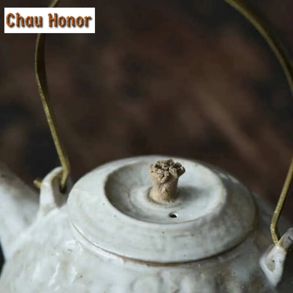130ml Hand Made Rough Lifting Beam Teapot Zen Powder Yin Pot Tea Soaking Hammer Kettle with Infuser Kung Fu Tea Ceremony Craft