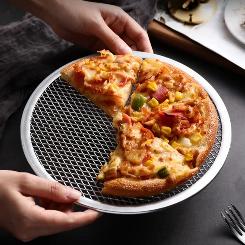 6-14 Inch Metal Net Non Stick Pizza Screen Pan Baking Tray New Seamless Aluminum Metal Net Bakeware Kitchen Tools Pizza