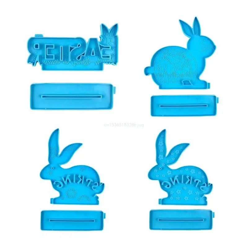 

1 Set Easter Rabbit Bunny Desktop Decoration Epoxy Resin Mold Table Sign Plaque Figurines Ornament Silicone Mould DIY Dropship