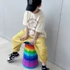 2025 Adjustable Folding Telescopic Stool Portable Outdoor Travel Storage Fishing Chair Rainbow Collapsible Plastic Stool 1