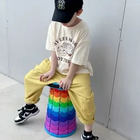 2025 Adjustable Folding Telescopic Stool Portable Outdoor Travel Storage Fishing Chair Rainbow Collapsible Plastic Stool 1