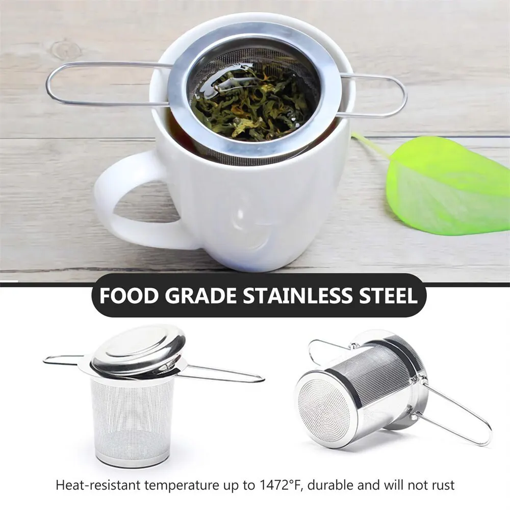 Reusable Mesh Tea Infuser with Lid Stainless Steel Cup Strainer Loose Leaf Spice Filter for Teapots Mugs Cup to Steep Tea Coffee tea infuser tea strainer tea filter