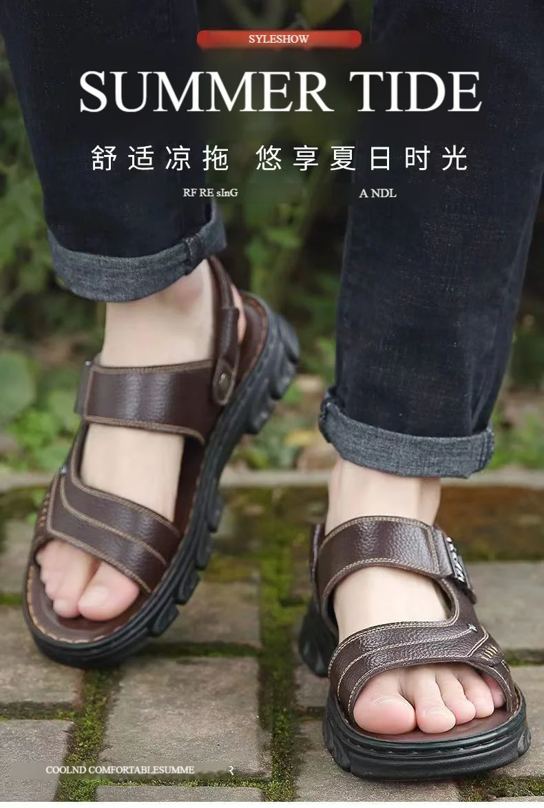 Herren-Sandalen mit 100 % weicher Sohle – wasserdichte, rutschfeste Sommer-Strandschuhe, dick gepolsterte Premium-Slides, langlebig und bequem – Detail 1