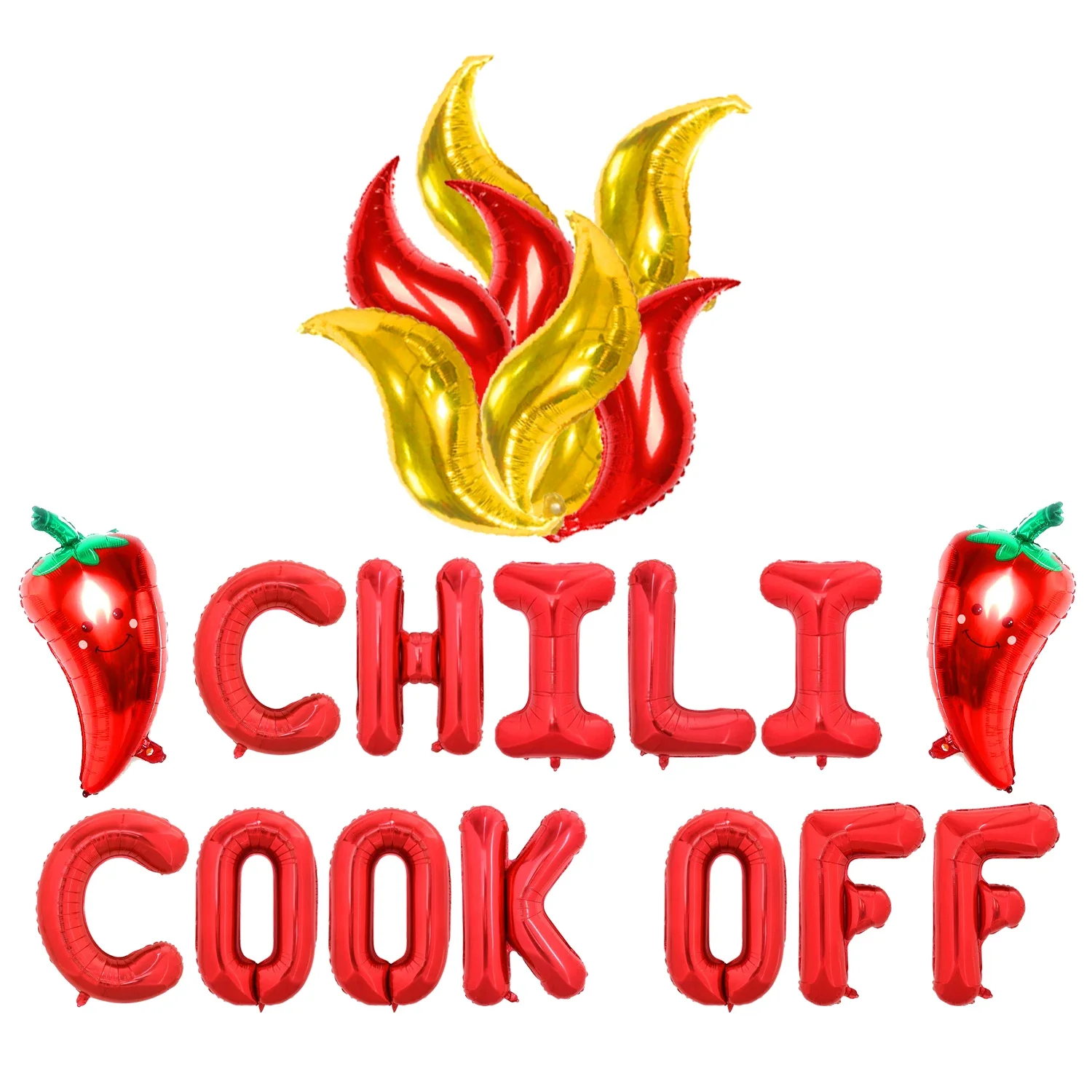 

Red Chili Cook с воздушными шарами из фольги, перцем чили и пламенем, воздушные шары из фольги, украшения для вечеринки с чили, мексиканские праздничные поставки