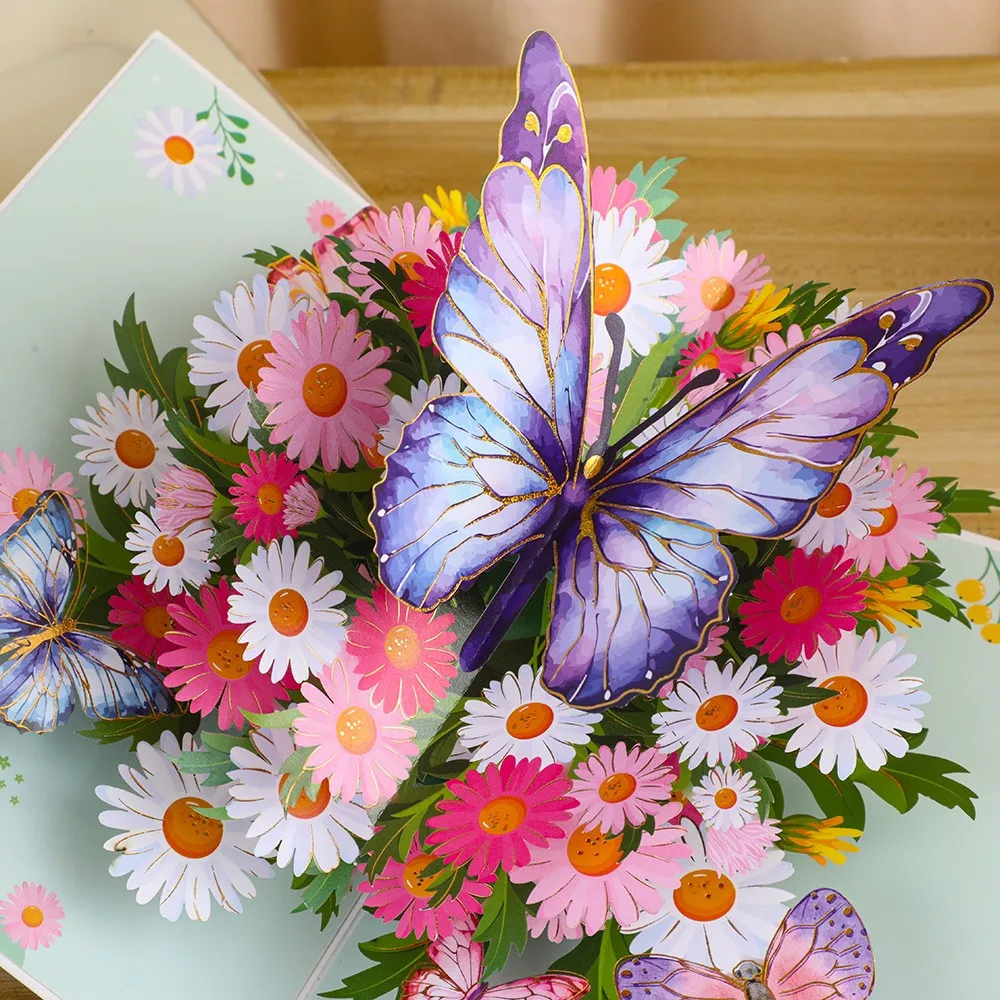 3D Butterfly Greeting Card Multilingual Personalized Note Card for Birthdays, Mother's Day, Father's Day, Anniversaries,Weddings greeting cards