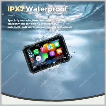 Navifly 7 Inch Portable Motorcycle Navigation Wireless Carplay Android Auto Touch screen player IPX7 Waterproof Support BT TF SD 5