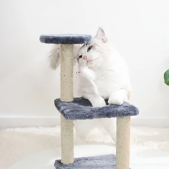 3 층 작은 고양이 나무, 실내 고양이용 고양이 타워, 고양이 활동 나무, 고양이 긁기 포스트, 새끼 고양이 큰 고양이용 보드 상품 이미지