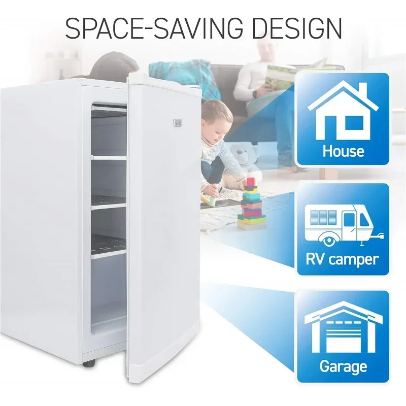 QWCommercial Cool Upright Freezer,Stand Up Freezer 2.8 Cu Ft with Reversible Door,White