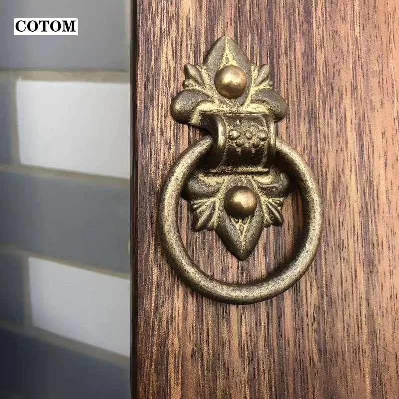 Old Ring Door Knocker Brass Bronze Knob for Cabinet Classics Gate Round Ring Handle Retro Entrence Door Knock Home Hardware door knocker