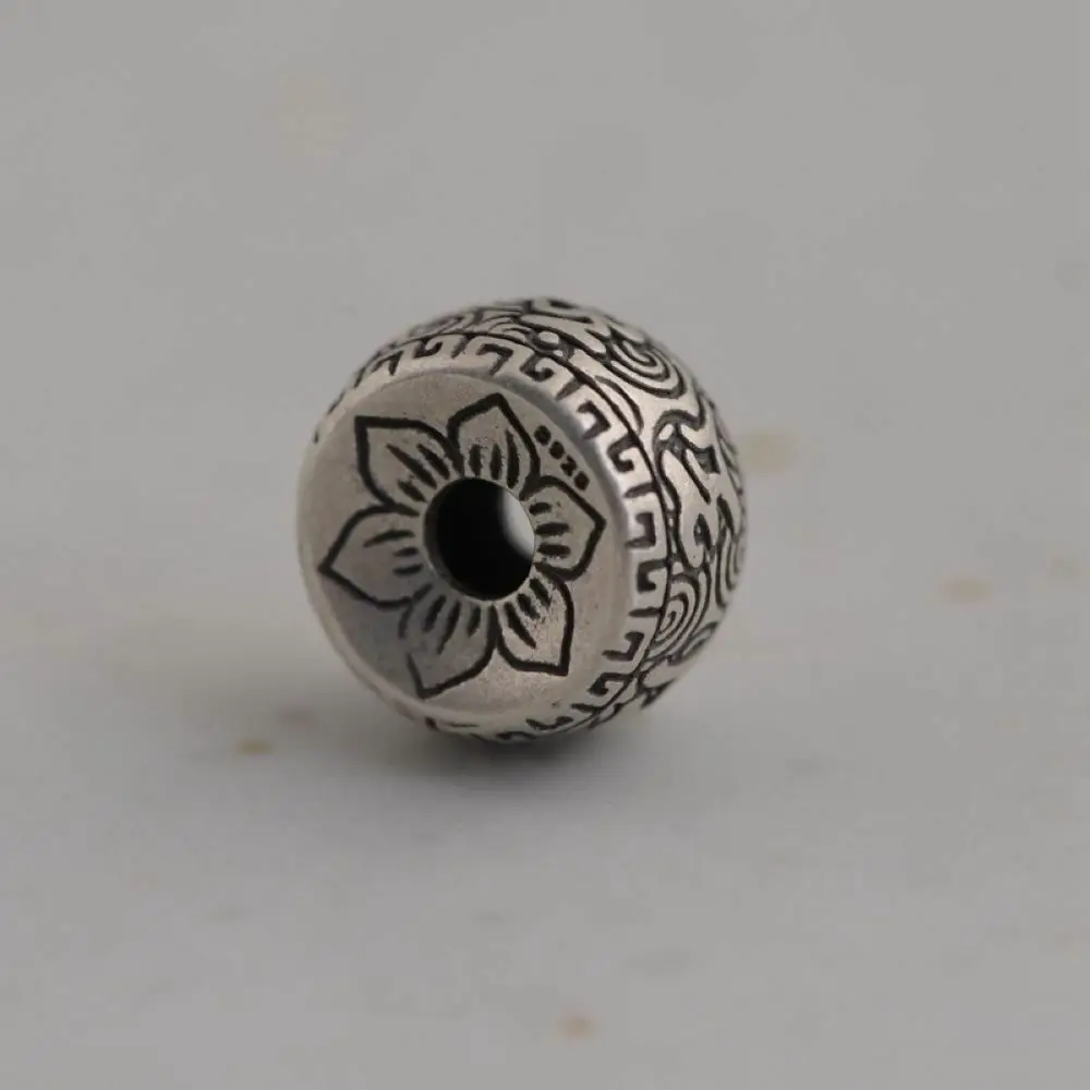 2pcs/Lot Solid 925 Sterling Silver Buddhist Sutra Tube Bead Pendant 9mm