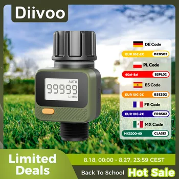 Diivoo – débitmètre d'eau numérique pour tuyau d'arrosage extérieur, mesure du consommation et du débit d'eau, 4 modes de mesure 1