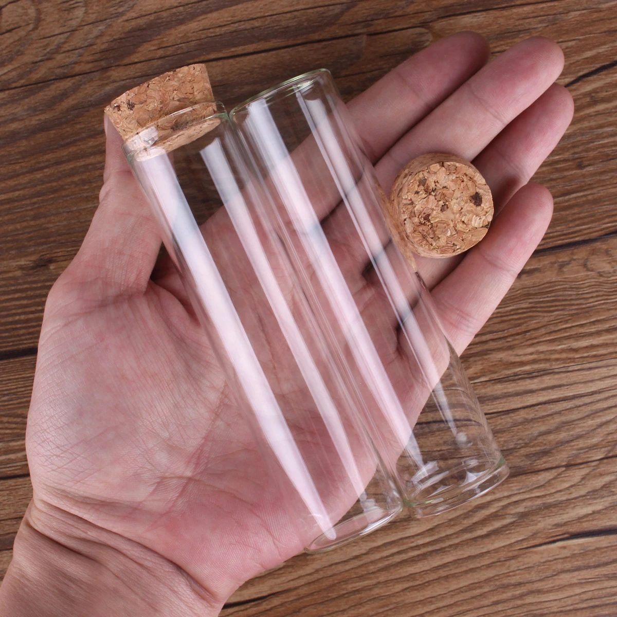 5pcs 60ml Glass Tubes With Cork Stopper Test Tubes Lab Glassware Spice