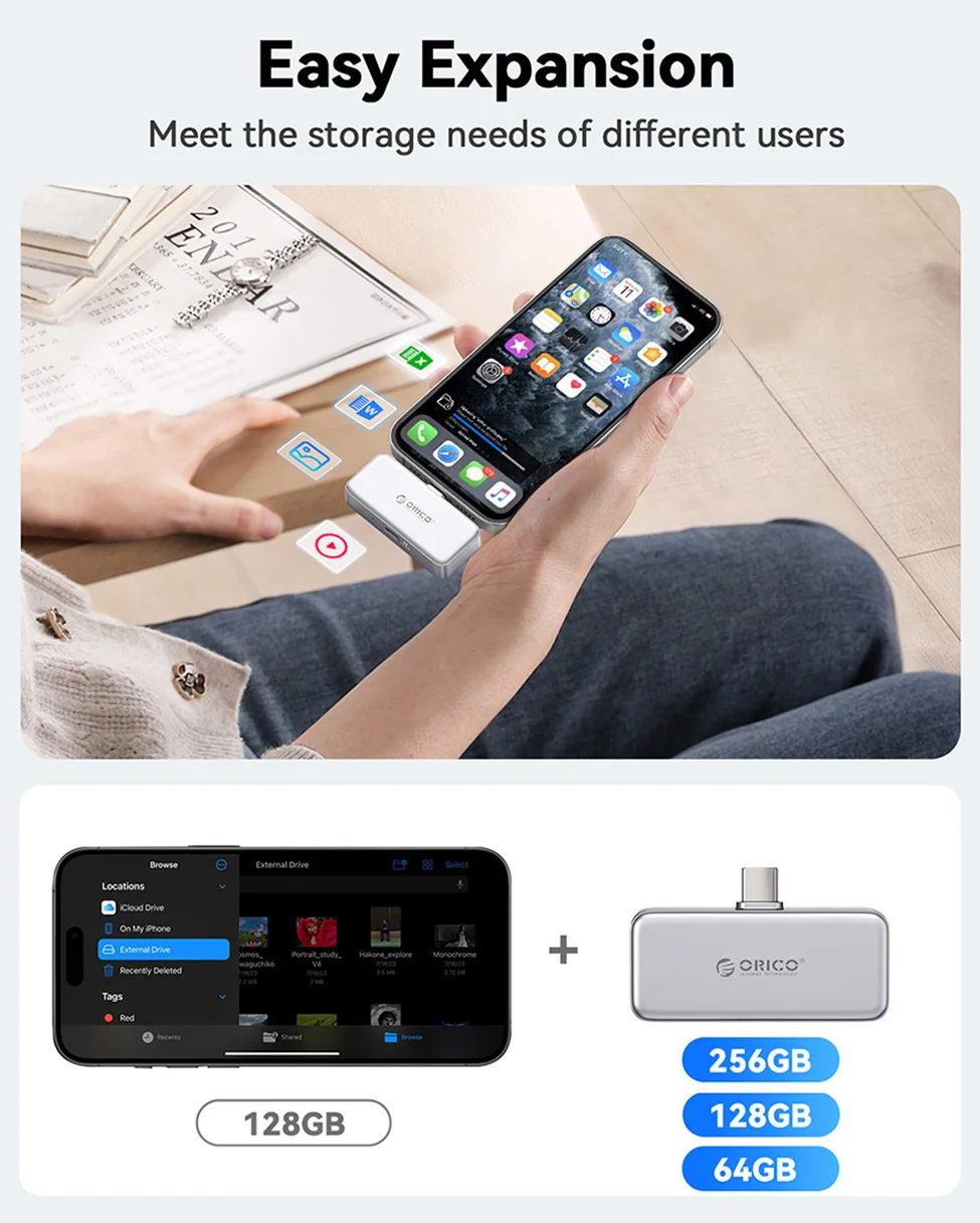 ORICO 256GB 128GB 외장 SSD 180MB/s 휴대용 솔리드 스테이트 드라이브 PD 100W 고속 충전 USB C 미니 PSSD 마그네틱 다이렉트 플러그 S5