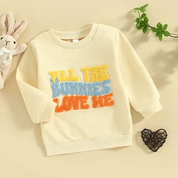 Adorable Toddler Boys Girls Hoodies Easter Outfits Soft Fleece Embroidered Sweaters Long Sleeve Children s Spring Clothing Cute 2