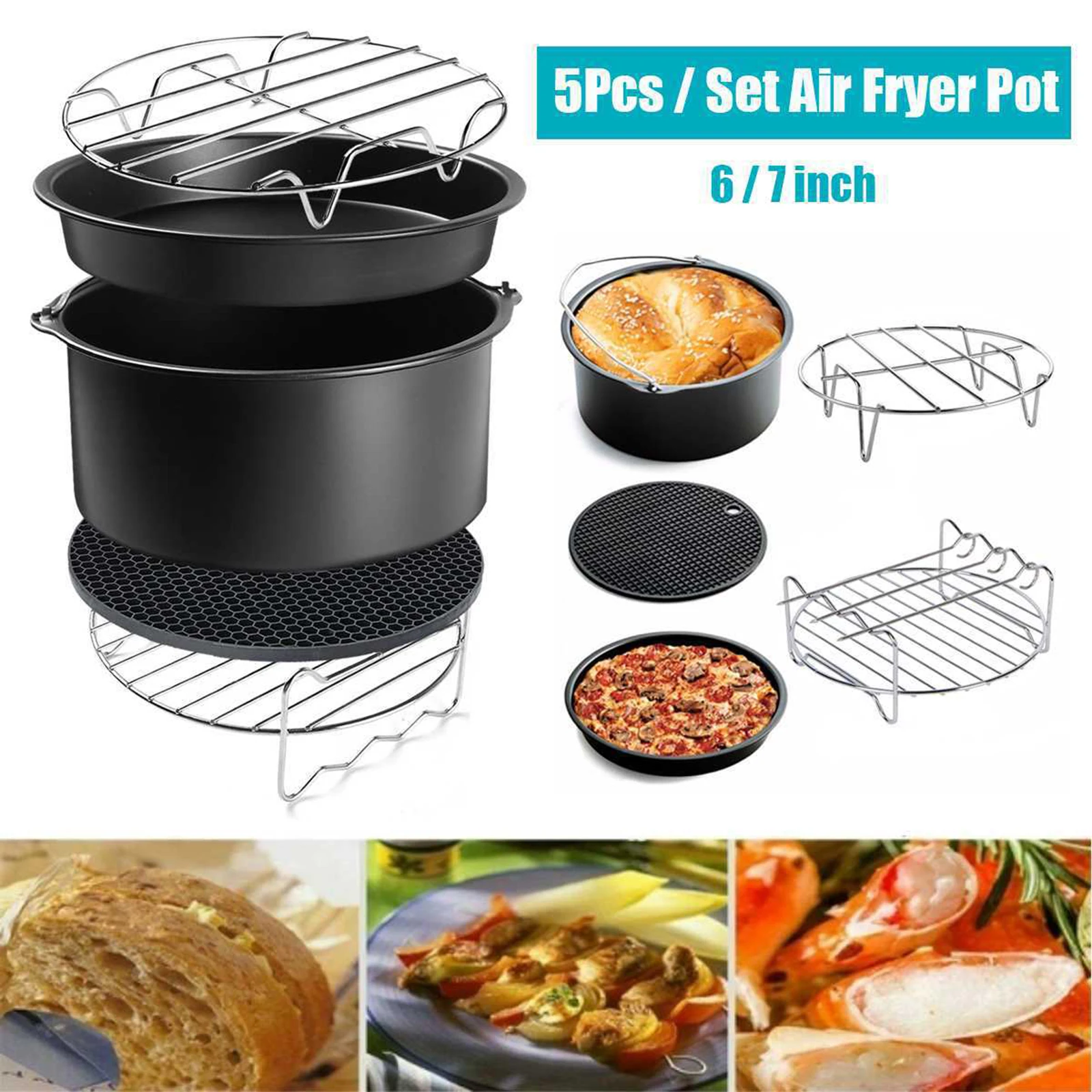 6 Inches Hei&szlig;luftfritteuse Accessories Tray Grill Toast Insulation Pad 3.2QT-5.8QT Kitchen Tools