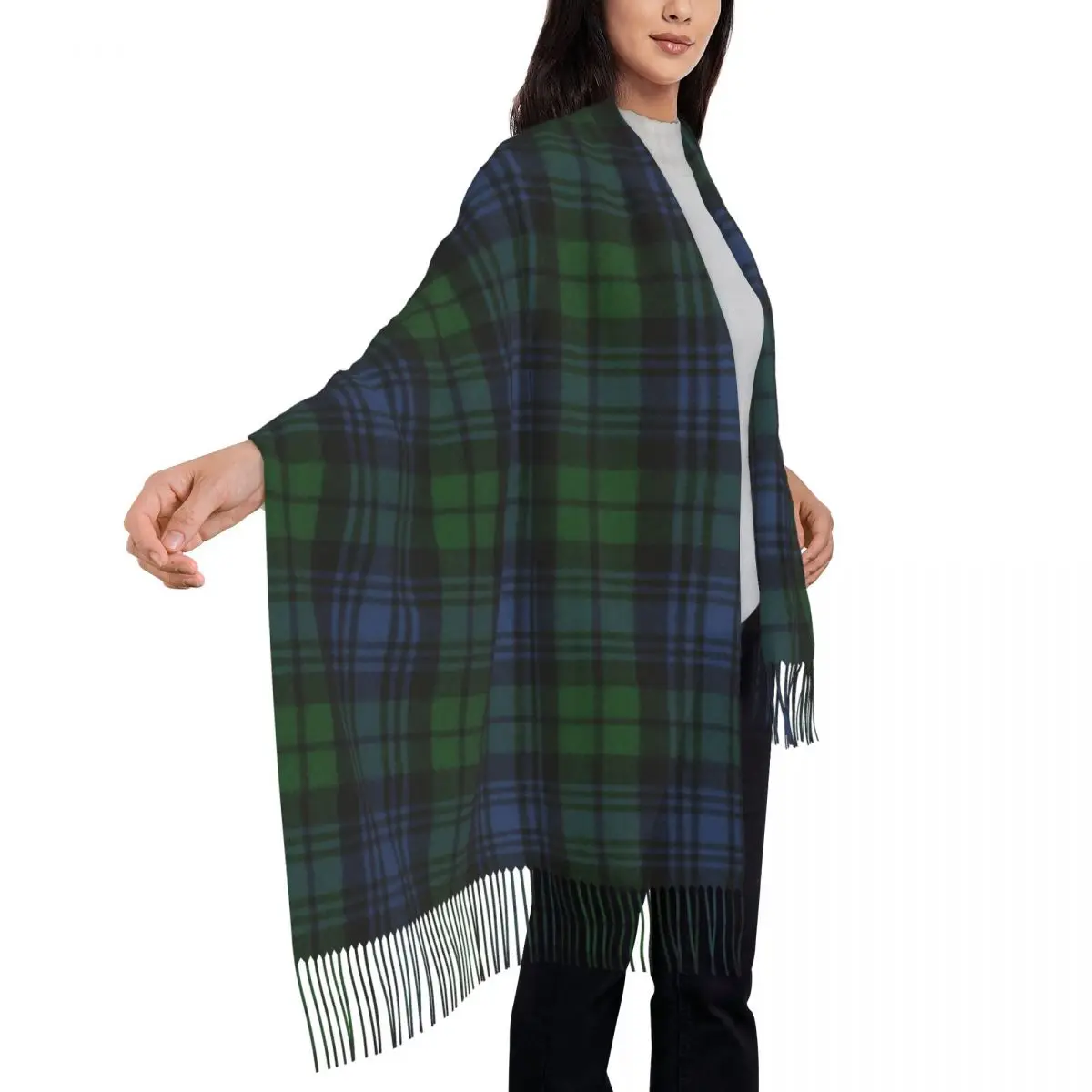 Personalized Print Black Watch Ancient Original Scottish Tartan Scarf Women Men Winter Fall Warm Scarves Shawls Wraps 4