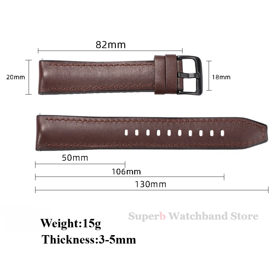 Universal Silicone Leather Sports Strap - Quick Release Bracelet for Smartwatches (20mm/22mm)