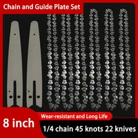 8 Inch Chain Saw Blade Chainsaw Chain Guide Bar 1/4"P Portable Electric Saw 45 knots 22 knives Charging Saw for Cutting Wood 1