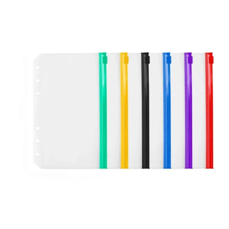 Binder Pockets Binder Zipper Pouch File Folders Waterproof PVC Leaf Filing Bag 5Pcs for file folder