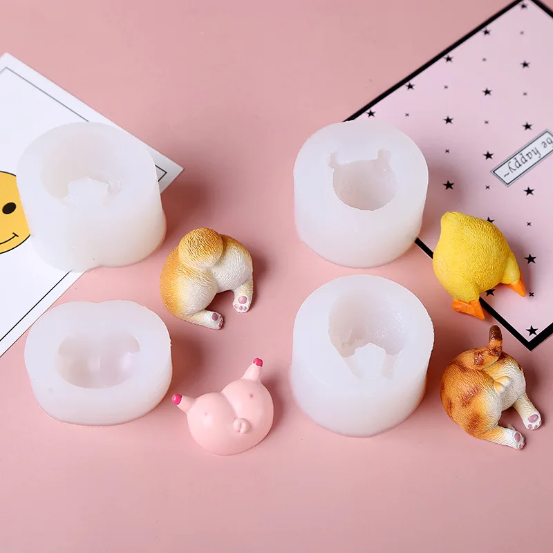Silicone Mold Cake Mold Silicone Candle Mold Aromatherapy Candle Mold Cute 3D Dog Cat Ass Candle Mold Silicone Chocolate Cake Baking Mould Candle Form Soap DIY Plaster Aromatherapy Decorating Tools