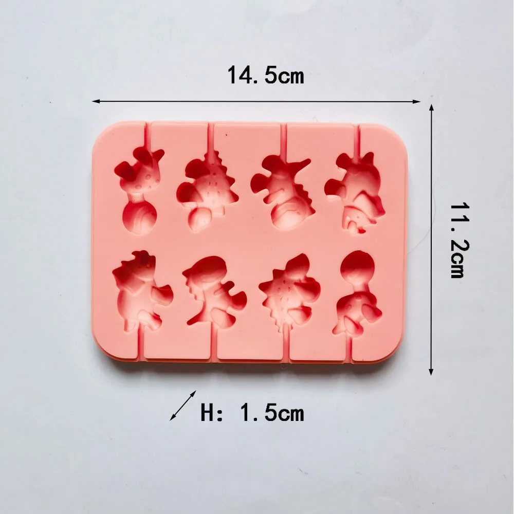 

Dinosaur Shapes Silicone Lollipop Molds 8 Holes Cartoon DIY Chocolate Candy Cake Decorating Moulds Baking Utensils