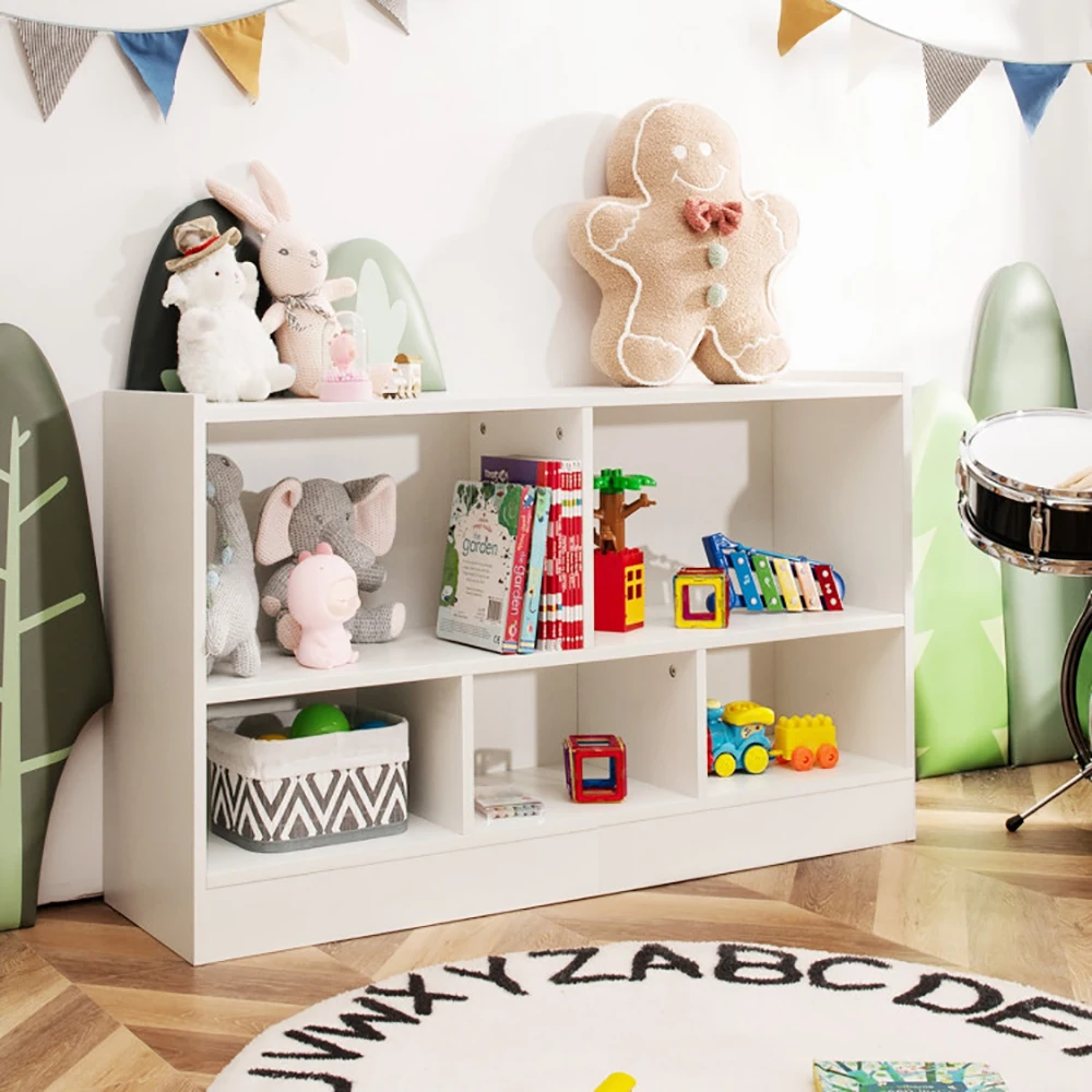 Storage Organizer for Kids 5-Section School Classroom Storage Cabinet for Organizing Book Toy Wooden Bookshelf Daycare Furniture