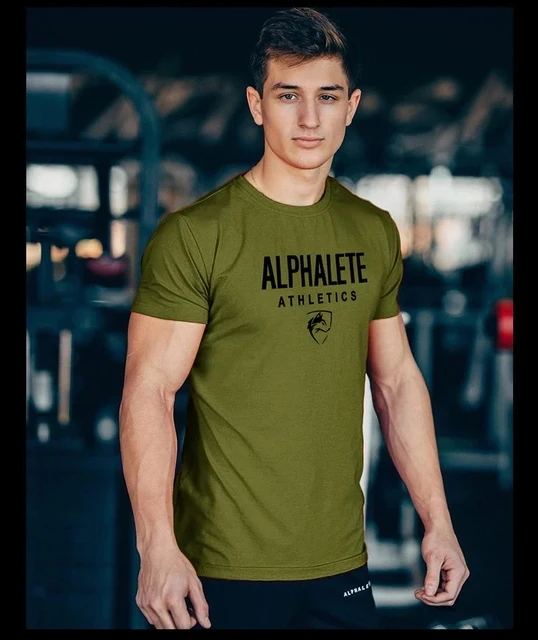 Alphalete 2023 New Men Muscle Tshirt Bodybuilding Fashion Cotton