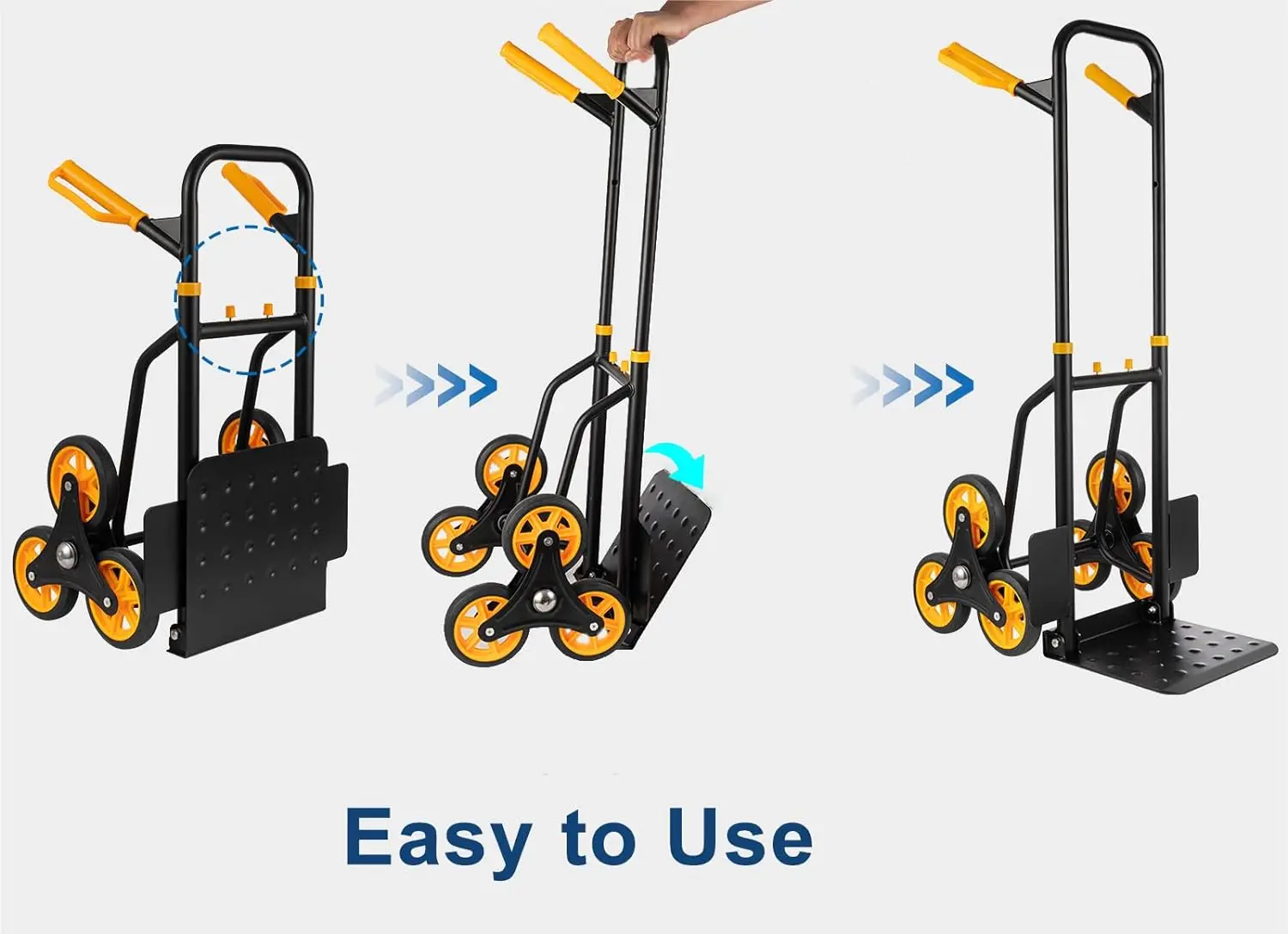Portable Hand Cart Stair Climbing Cart with Adjustable Handle Foldable Dolly All Terrain Cart for Transport Good Shopping 6 Wheels