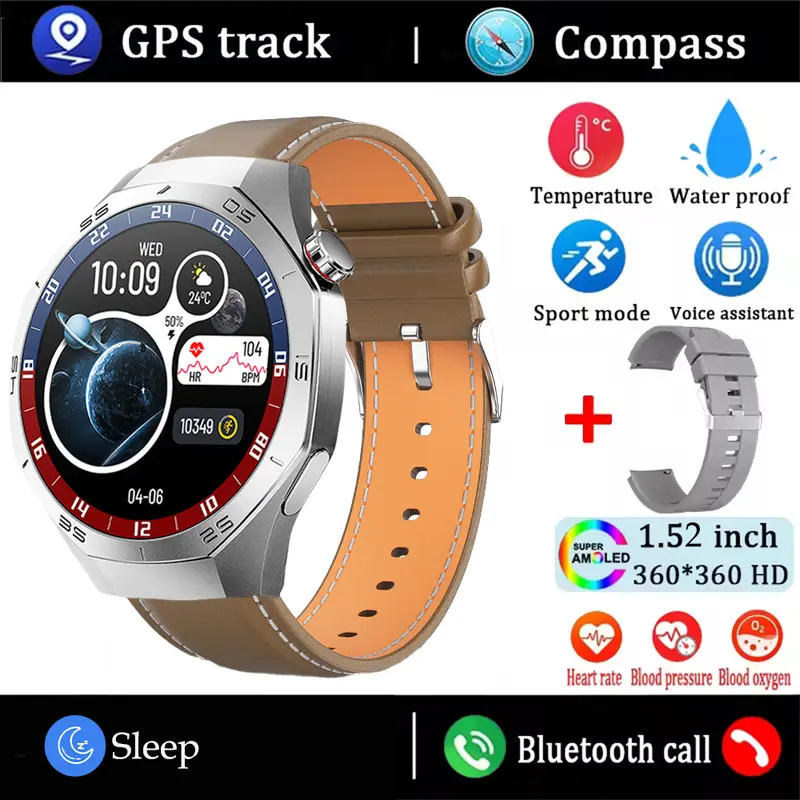 2025New For Android and ios Smart Watch Men AMOLED Screen GPS Motion trajectory Heart Rate Bluetooth Calls SmartWatch Waterproof - Image 9