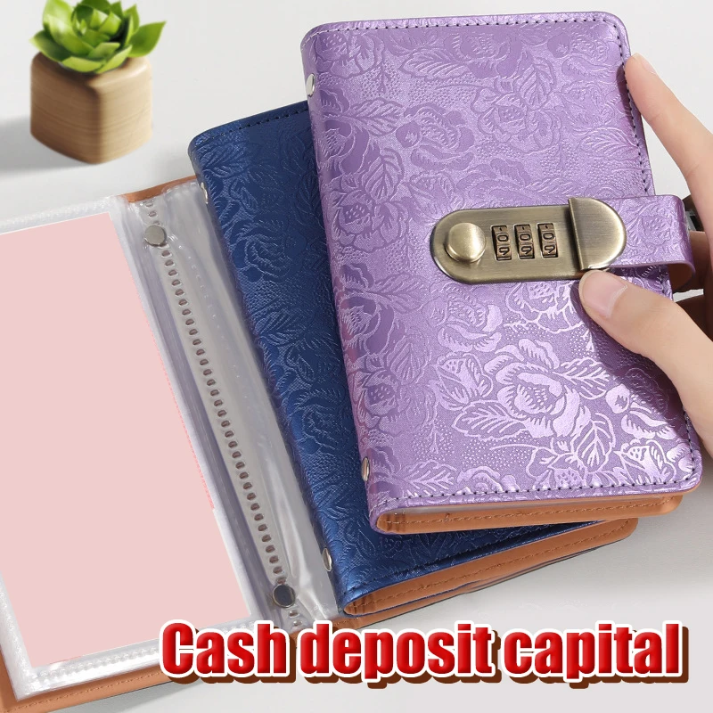 Retro Money Savings Challenge Binder Savings Challenges Code Book Large Capacity Leather Waterproof Cash Budget Notebook