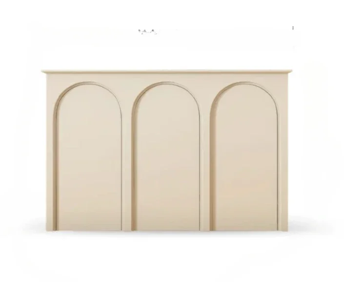 

Retro Sideboard Cabinet Solid Wood Decorative Arch Locker Nordic Furniture Light Luxury Milky White Entrance Cabinet