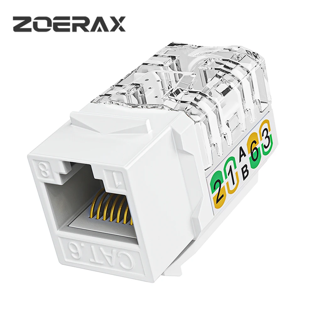 ZoeRax RJ45 Cat6 Keystone Jacks Slim Profile 1/10/30-Pack, 90-Degree Ethernet Punch Down Keystone Jack Adapter