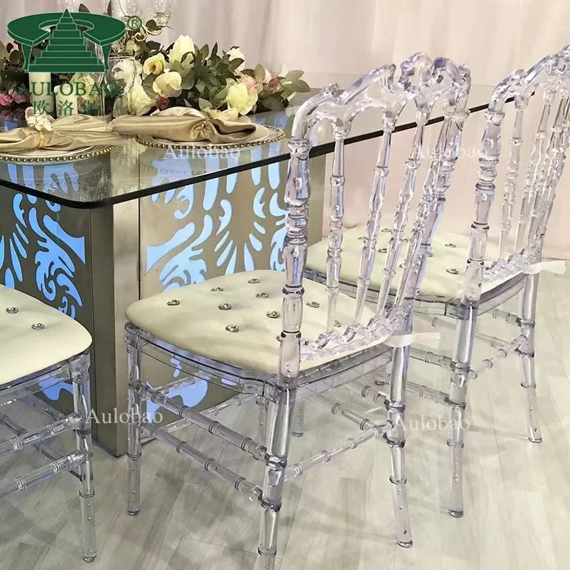 100PCS Factory Price Durable Crystal Resin Tiffany Chavari Chairs Detachable Chair For Hotel Wedding Meeting