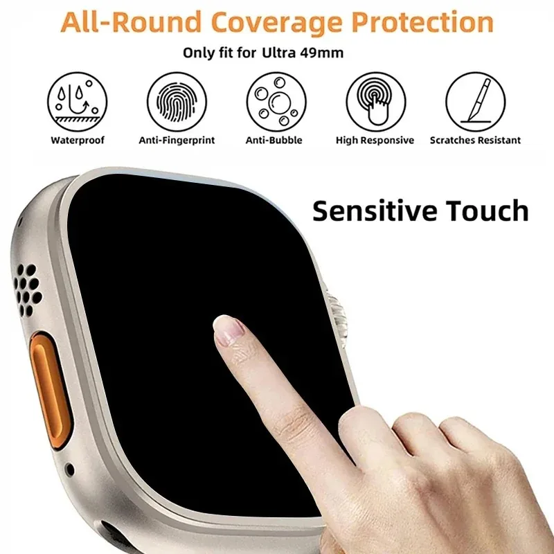 애플워치 울트라 2 3 울트라2 울트라3 49mm용 간편 설치 강화유리 필름 2개 (정렬 도구 포함)