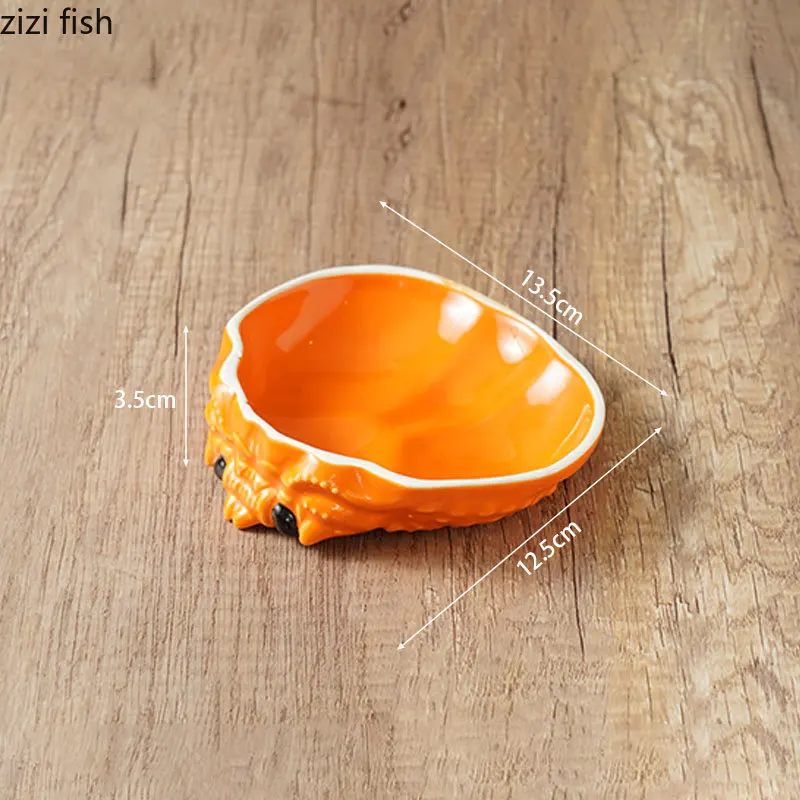 Creative Crab Shell Shaped Ceramic Dinner Plate Dessert Plate Sashimi Sushi Appetizer Restaurant Specialty Tableware