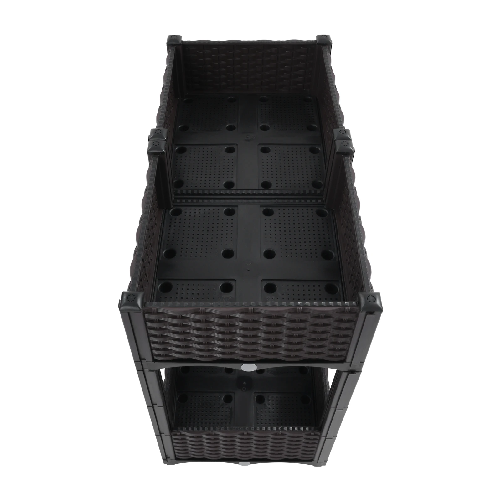 Doppeldecker, erhöhtes Bett, rechteckiger Blumentopf in Rattan-Optik, Blumentopf, 4 Boxen, vertikale Balkonbox, Pflanzgefäße für Gartenbalkon – Detail 3