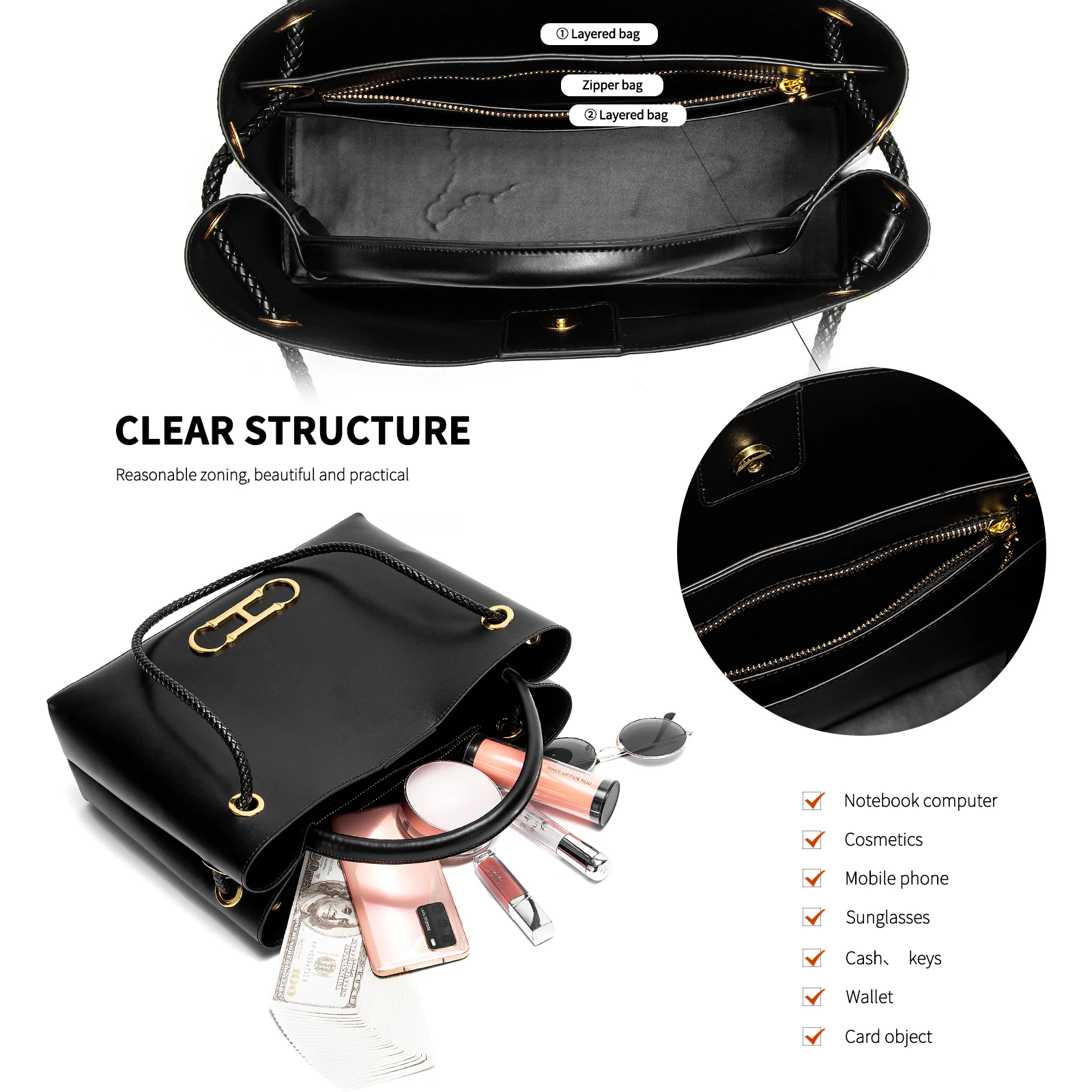 أزياء كلاسيكية ريترو المرأة الجديدة بلون حقيبة كرو...