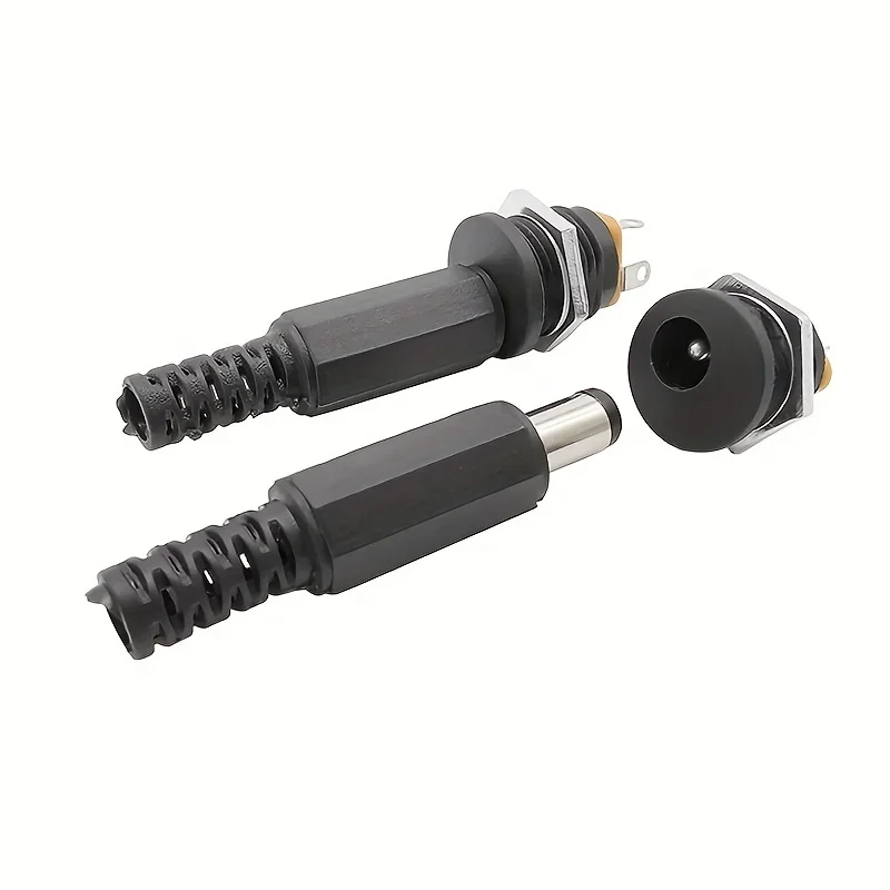 5Pairs 5.5x2.1mm DC Power Supply Male Plug + Female Jack Panel Mount Solder wire connector 5.5 * 2.1mm DC Plug Socket Connector