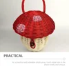 Mushroom Storage Basket Handmade Rattan Handbag Kids Photo Prop Wicker Bucket Cute Bag for Children Snack Toy ganizer Random 5