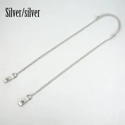 Colorful Long Shoulder Bag Chain with Faux Leather Strap and Clip Closure (Silver silver)