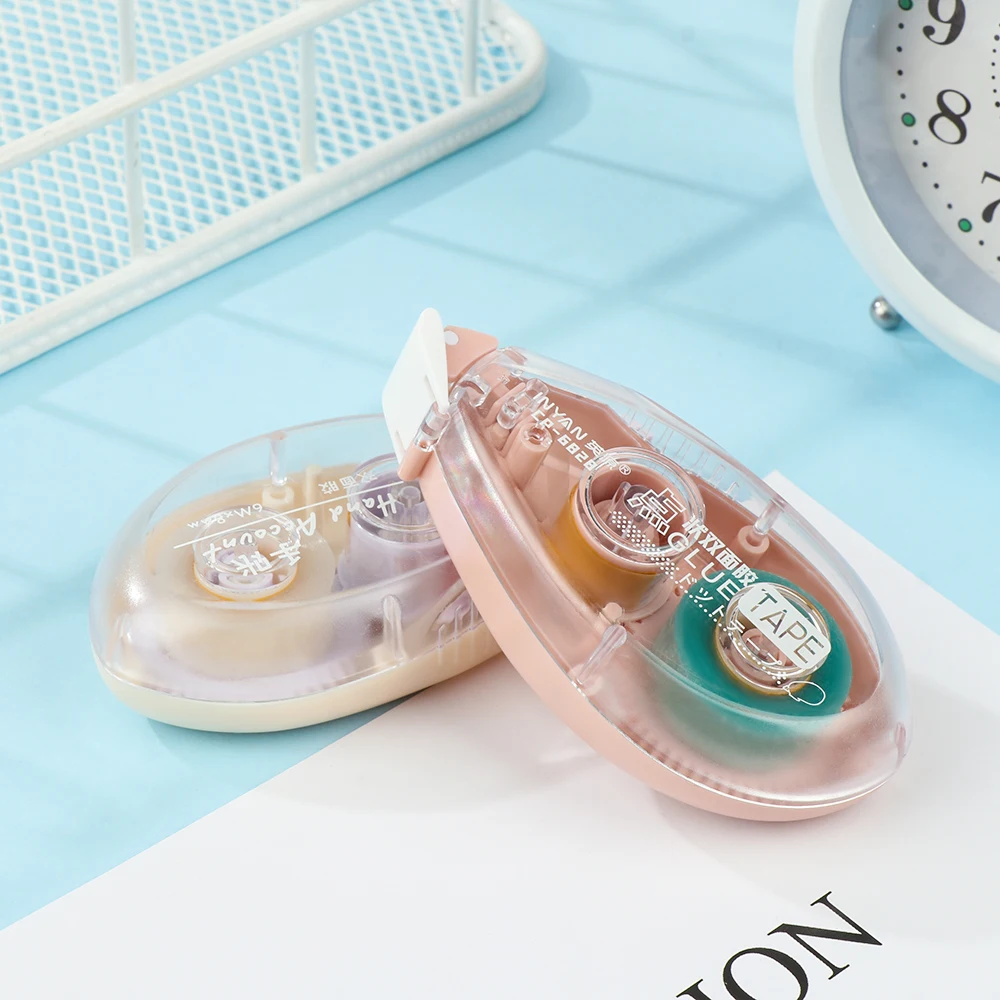 Morandi Color Double-sided Adhesive Dispensing Dot Stick Roller Glue Tape Dispenser DIY Scrapbook Decor School Office Stationery