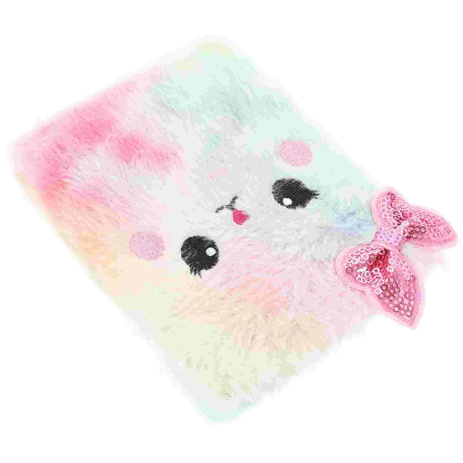 Peluche Gatto Notebook Lovely Animal Notepad Fluffy Cartoon Secret Diary Cute Foderato Journal Fuzzy Travel Notepad Planner Gift Girls