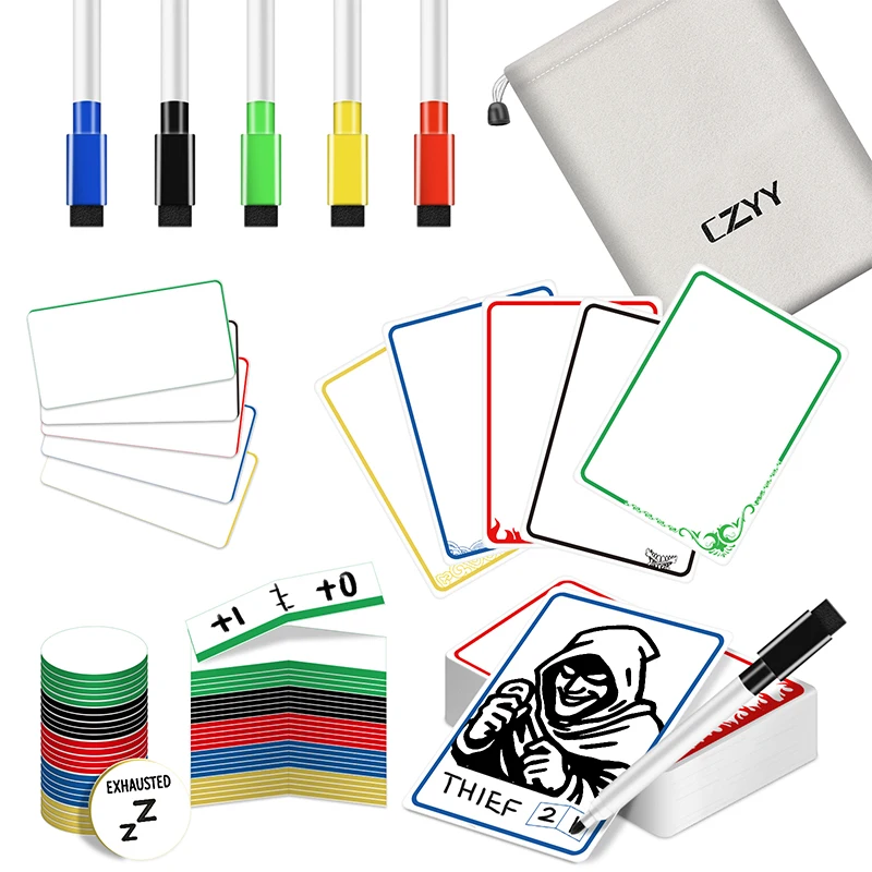 All-in-One Dry Erase MTG Tokens Gift Bundles - 50 Reusable Proxy Cards + 75 Blank Acrylic Counters & Tags Set for TCG Players